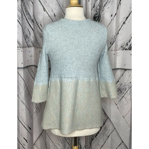 Anthropologie Knitted & Knotted Powder Blue Wool Blend & Lace Sweater X-Small - Picture 5 of 9